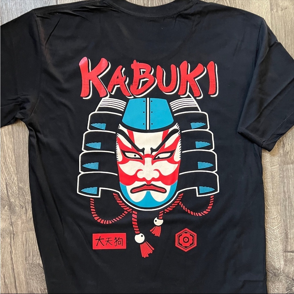 Japanese Kabuki Graphic Black T-Shirt